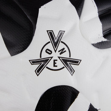 Back ¾ left view of the Mitre Ultimax One Football White and Black