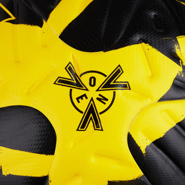 Back ¾ left view of the Mitre Ultimax One Training Ball Yellow and Black