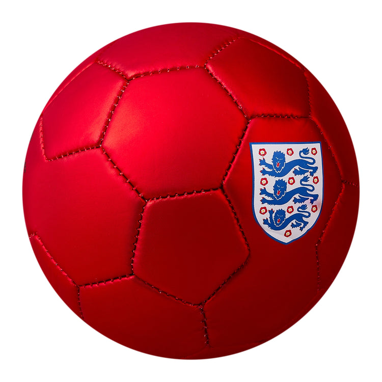 Front ¾ right view of the Mitre England Mini FB Football Red and White