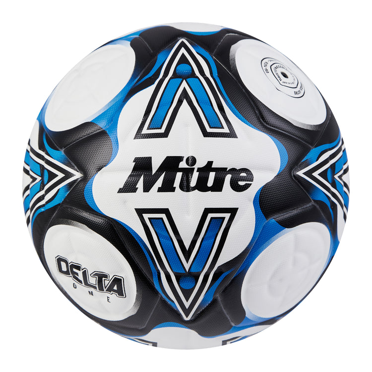 Front view of the Mitre Delta One Football White and Black