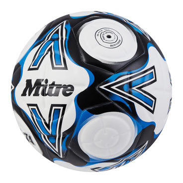 Front ¾ left view of the Mitre Delta One Football White and Black