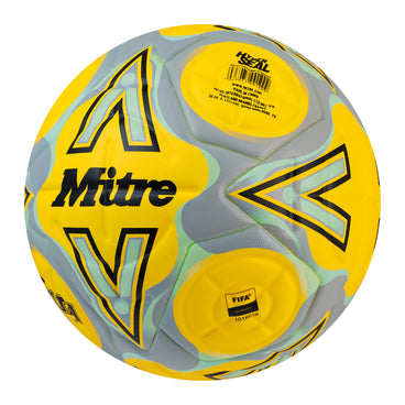 Front ¾ left view of the Mitre Delta One Football Yellow and Black