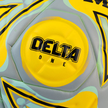 Back ¾ left view of the Mitre Delta One Football Yellow and Black