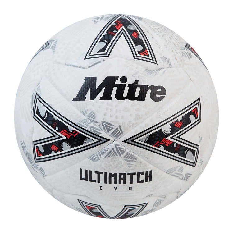 Front view of the Mitre Ultimatch Evo Football White