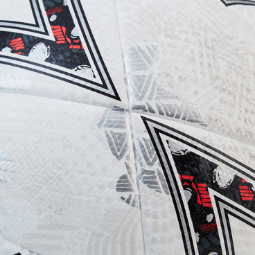 Back ¾ left view of the Mitre Ultimatch Evo Football White