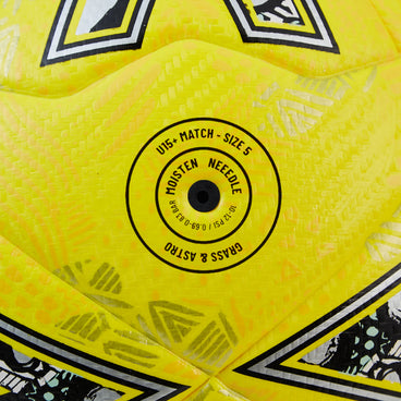Back ¾ right view of the Mitre Ultimatch Evo Football Yellow
