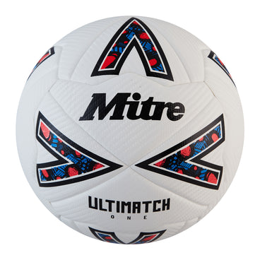 Front view of the Mitre Ultimatch One Football White and Black