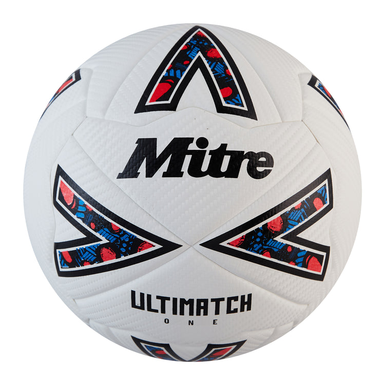 Front view of the Mitre Ultimatch One Football White and Black