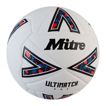 Front ¾ right view of the Mitre Ultimatch One Football White and Black