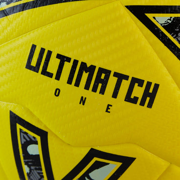 Back view of the Mitre Ultimatch One Football Yellow and Black