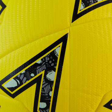 Back ¾ left view of the Mitre Ultimatch One Football Yellow and Black
