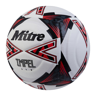 Front ¾ left view of the Mitre Impel Evo Football White and Black