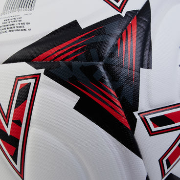 Back ¾ left view of the Mitre Impel Evo Football White and Black