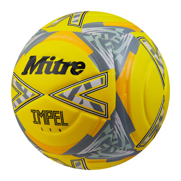 Front ¾ left view of the Mitre Impel Evo Football Yellow and Black