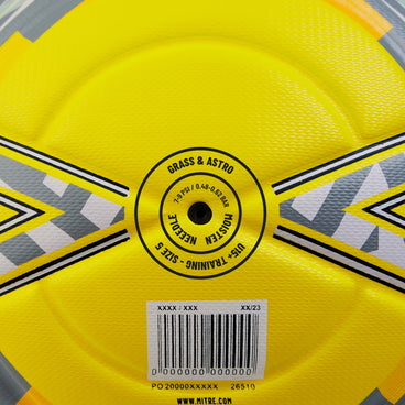 Back ¾ right view of the Mitre Impel Evo Football Yellow and Black