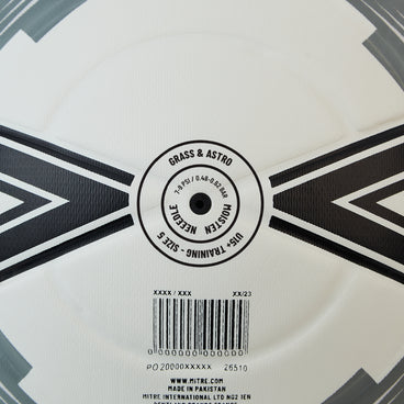 Back ¾ right view of the Mitre Impel One Football White and Black