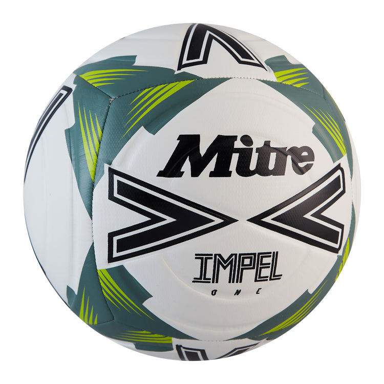 Front ¾ right view of the Mitre Impel One Football White and Black