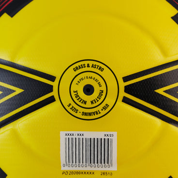 Back ¾ right view of the Mitre Impel One Football Yellow and Black
