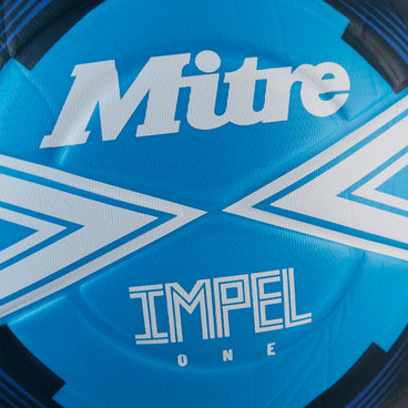 Back view of the Mitre Impel One Football Blue and White
