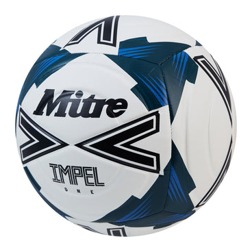 Front ¾ left view of the Mitre Impel One Football White and Black