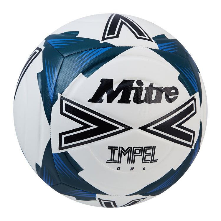 Front ¾ right view of the Mitre Impel One Football White and Black