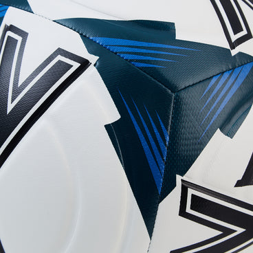 Back ¾ left view of the Mitre Impel One Football White and Black