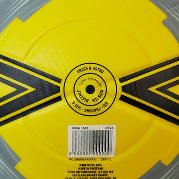 Back ¾ right view of the Mitre Impel One Football Yellow and Black