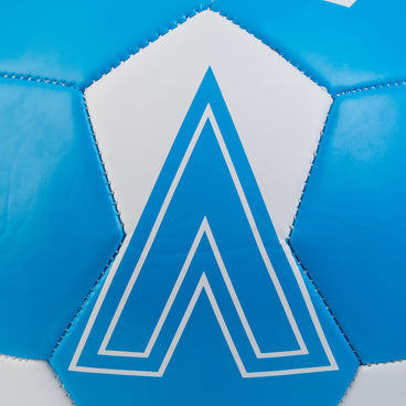 Back ¾ left view of the Mitre Flare Football Blue and White