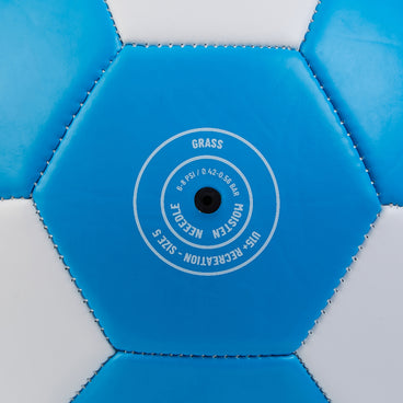 Back ¾ right view of the Mitre Flare Football Blue and White