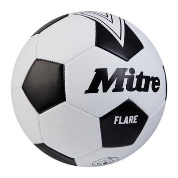 Front ¾ right view of the Mitre Flare Football White and Black