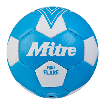 Front view of the Mitre Mini Flare Football Blue and White