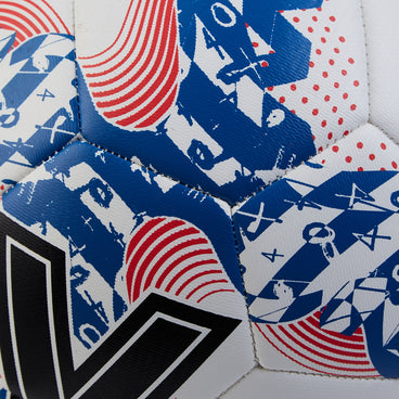Back ¾ left view of the Mitre Calcio Football White and Black