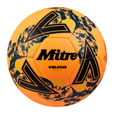Front view of the Mitre Calcio Football Orange and Black