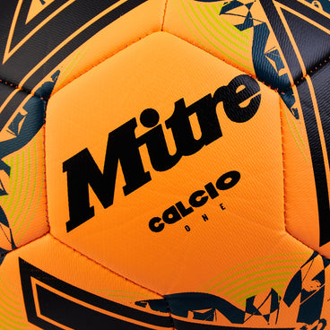 Back view of the Mitre Calcio Football Orange and Black