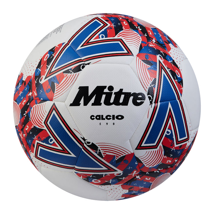 Front view of the Mitre Calcio Evo Football White and Black