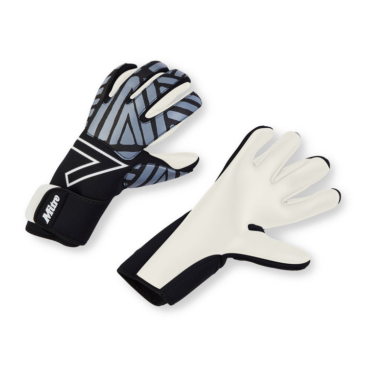 Front view of the Mitre Impel Glove Black and Grey