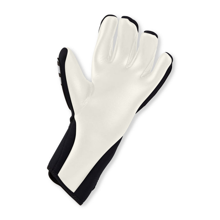 Front ¾ right view of the Mitre Impel Glove Black and Grey