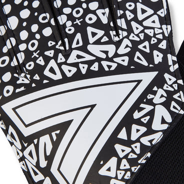 Back ¾ left view of the Mitre Magnetite Glove Black and White
