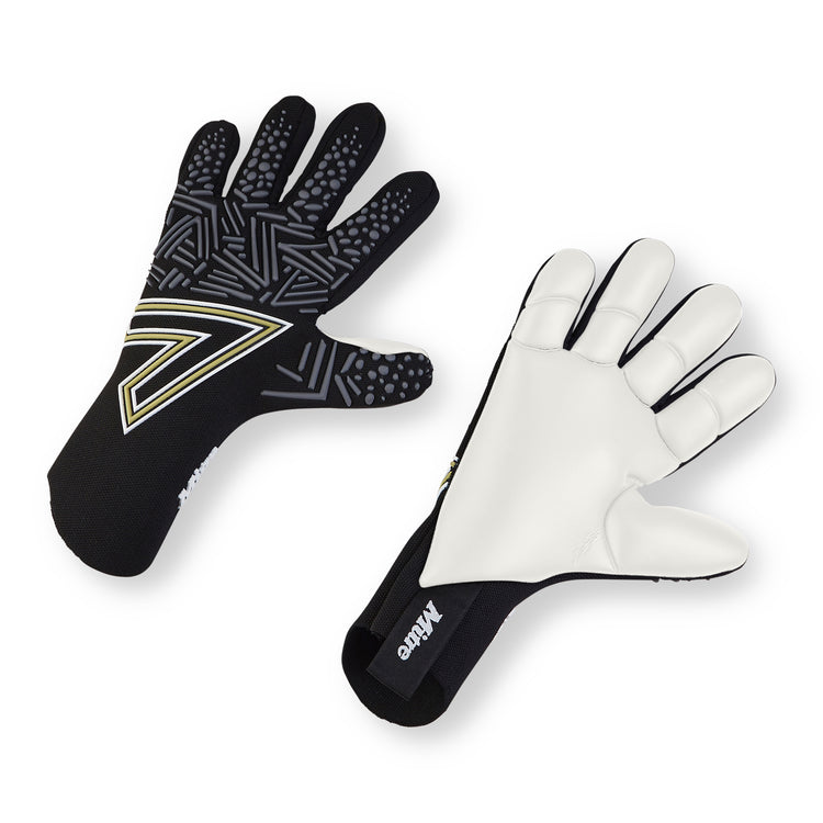 Front view of the Mitre Ultimatch Glove Black and White