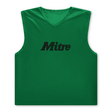 Front view of the Mitre Pro Training Bibs Green