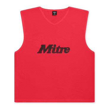 Front view of the Mitre Pro Training Bibs Red