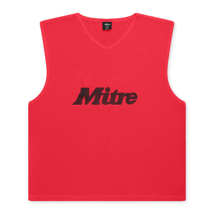 Front view of the Mitre Pro Training Bibs Red