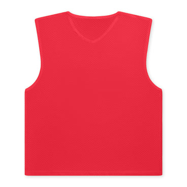 Front ¾ left view of the Mitre Pro Training Bibs Red