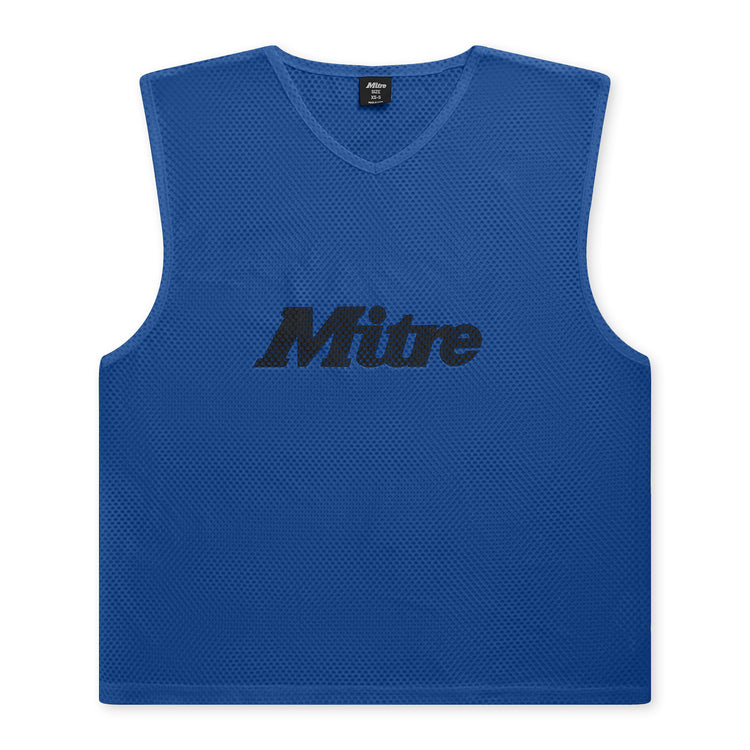 Front view of the Mitre Pro Training Bibs Blue