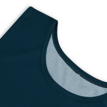 Back ¾ left view of the Mitre Netball Pro Training Bib Set Green and Tidal Teal
