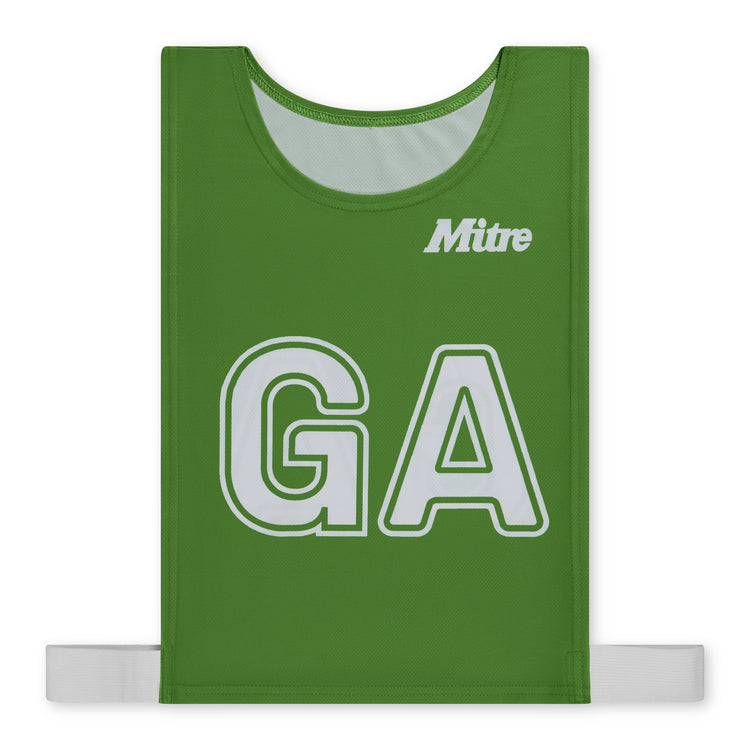 Front view of the Mitre Netball Pro Training Bib Set Green