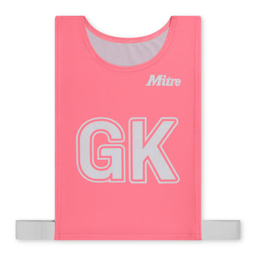 Front view of the Mitre Netball Pro Training Bib Set Pink