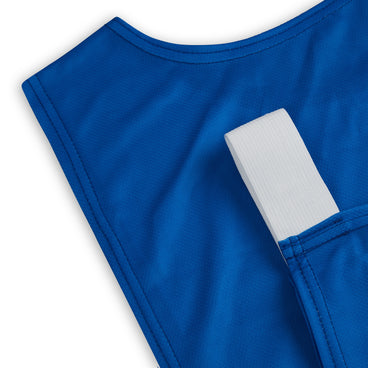Back view of the Mitre Netball Pro Training Bib Set Blue
