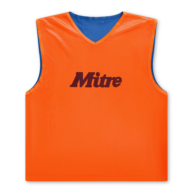 Front view of the Mitre Pro Rev Training Bib 24 AU Orange and Blue