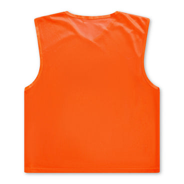 Front ¾ left view of the Mitre Pro Rev Training Bib 24 AU Orange and Blue